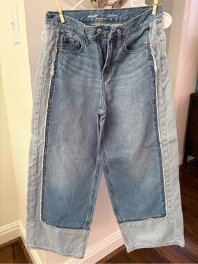 Old navy baggy frayed colorblock jeans